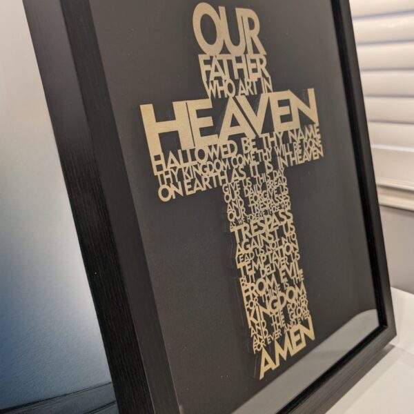 Lord's Prayer Framed Wood Cross