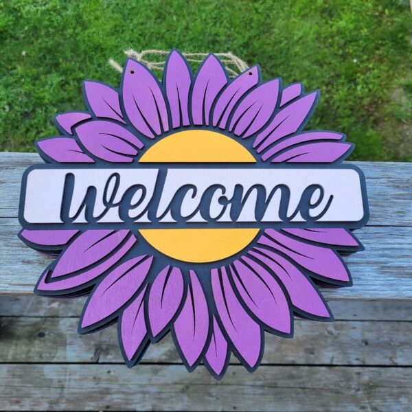 Welcome / Go Away Flower Door Hanger