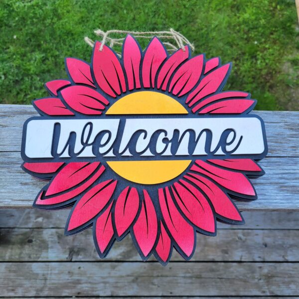 Welcome / Go Away Flower Door Hanger