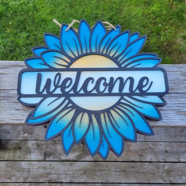 Welcome / Go Away Flower Door Hanger