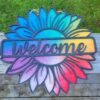 Welcome / Go Away Flower Door Hanger