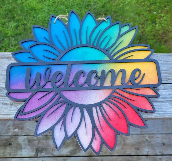 Welcome / Go Away Flower Door Hanger